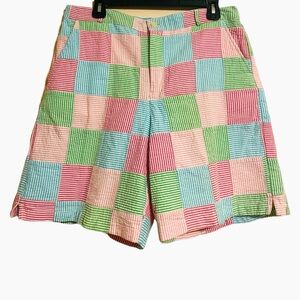 Orvis Multicolor Patchwork Seersucker Shorts - Pink, Green, Blue